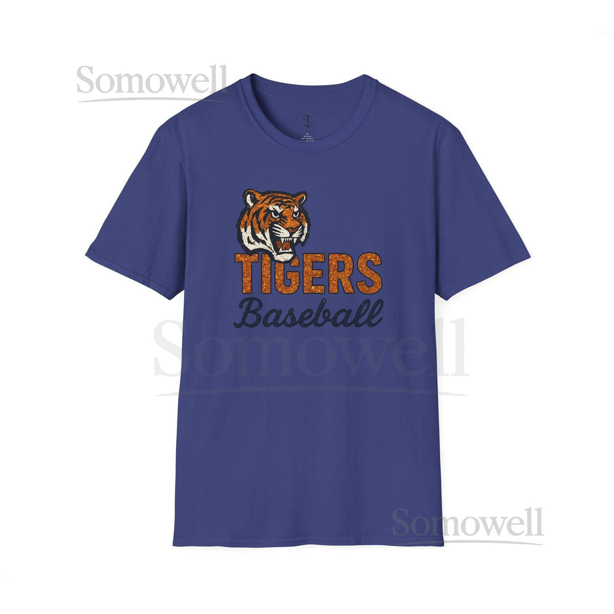 Tigers Baseball Faux Glitter Unisex T-Shirt Softstyle Tee for Fans Sports Lovers Detroit Baseball Season Game Day Casual Wear_799