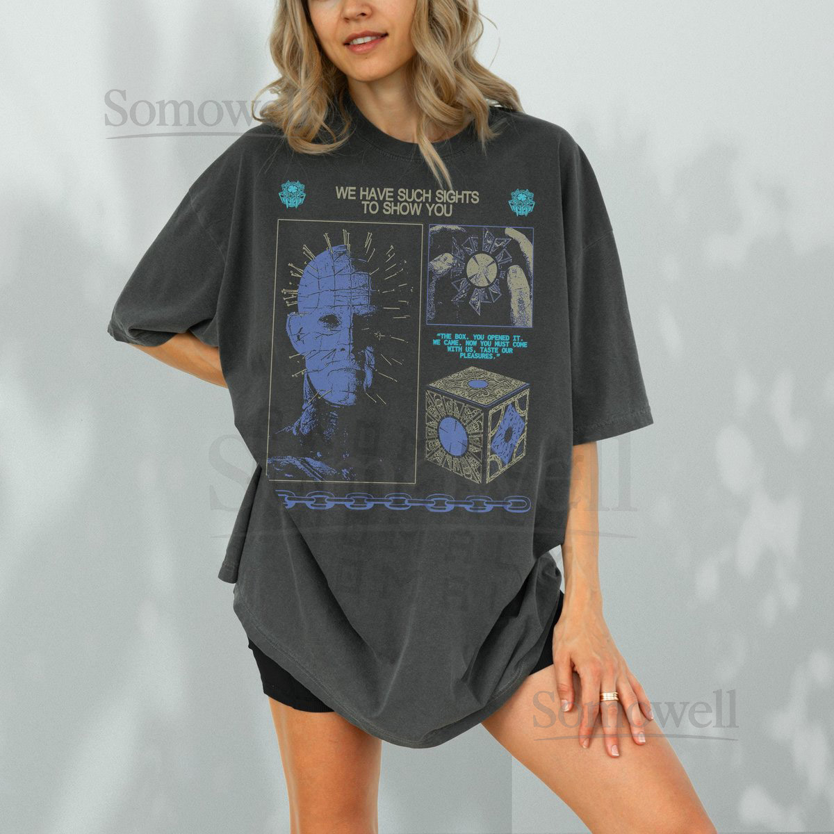 Retro Hell Horror Movie Graphic Tee 80s Pin Head Film Inspired T-Shirt_99