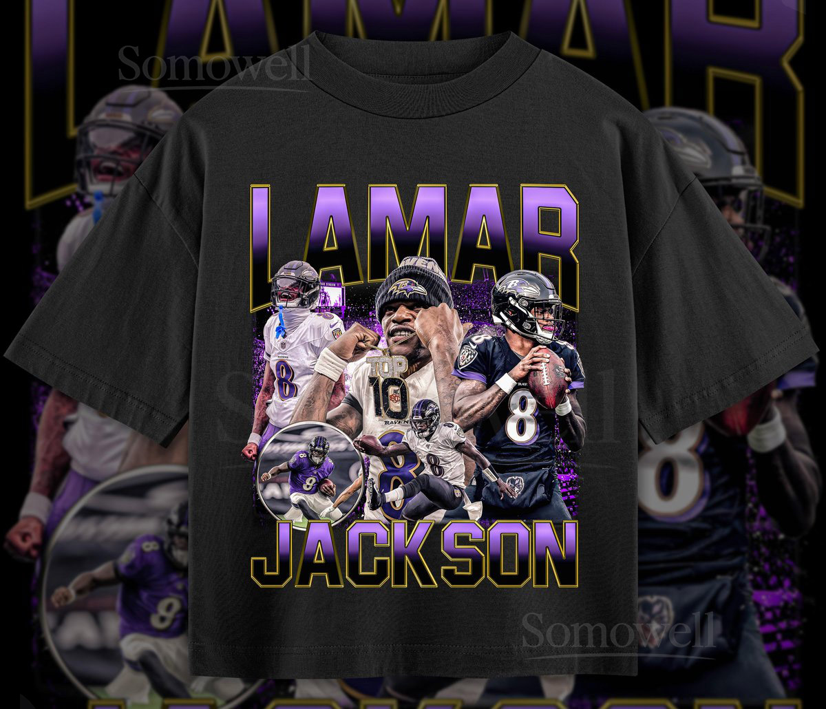 Vintage 90s Lamar Jackson Shirt Retro Graphic Bootleg 90s Rap Tee Baltimore Ravens Fan Gift_958