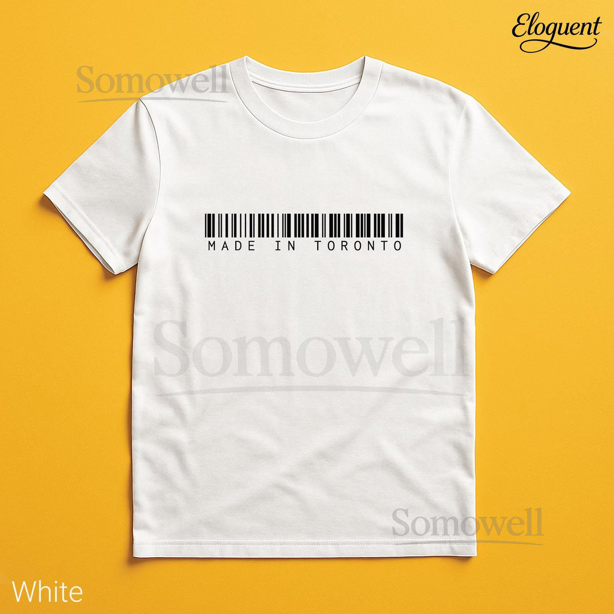 Made in Toronto T-Shirt 6ix Barcode Graphic Canada Pride White Natural S-3XL_591