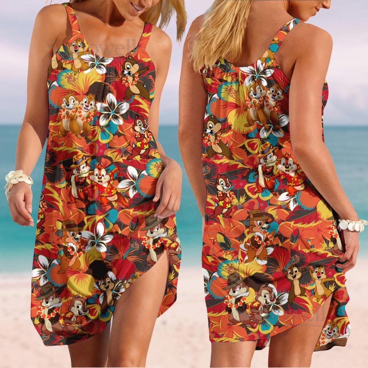 Chip And Date Sling Summer Dress Disney Women Dress Chip N Dale Shirt Beach Dress Family Disney Vacation Dress Gift For Her Couple_17