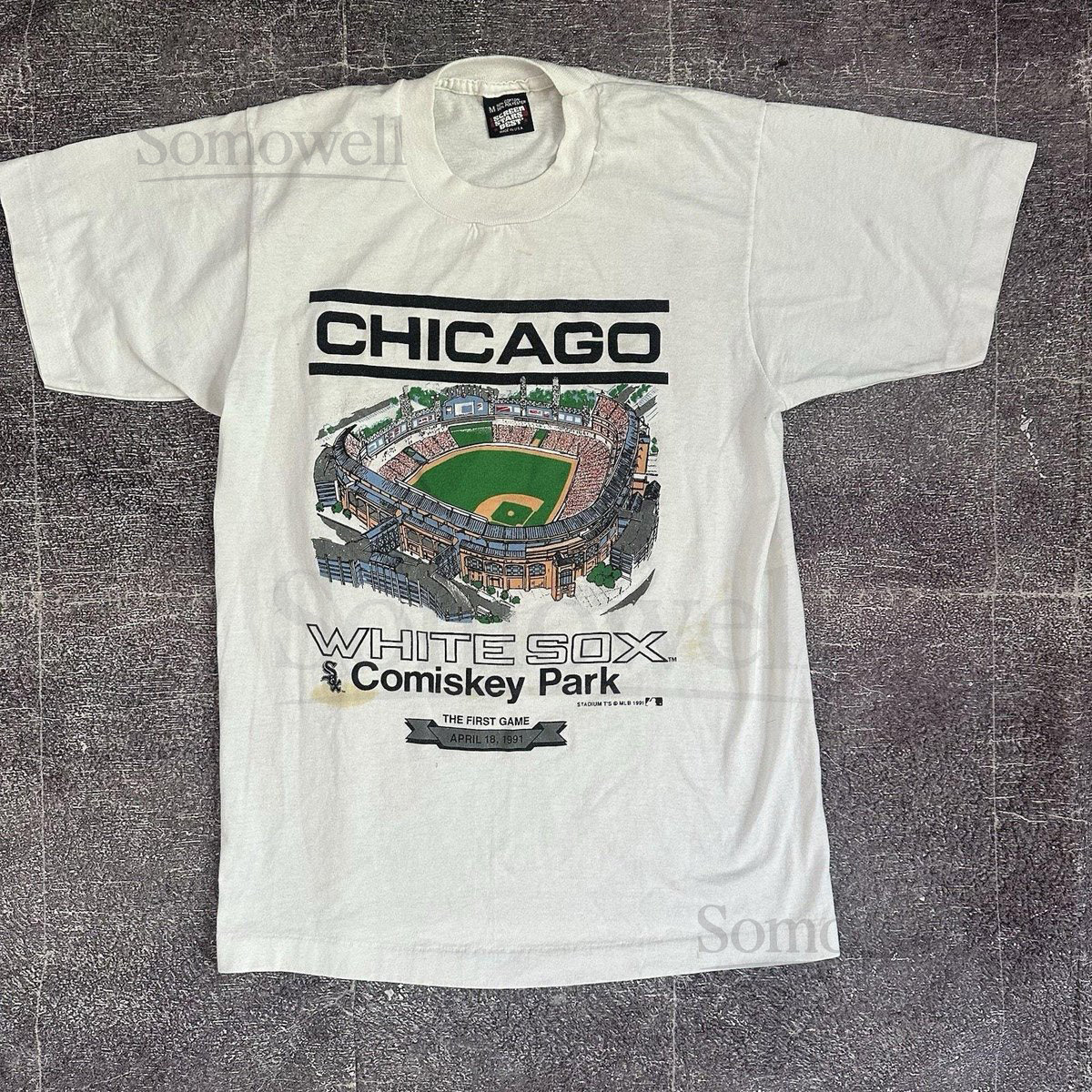 Men's Vintage 90's Chicago White Sox Comiskey Park First Game T Shirt Tee Sz M_624