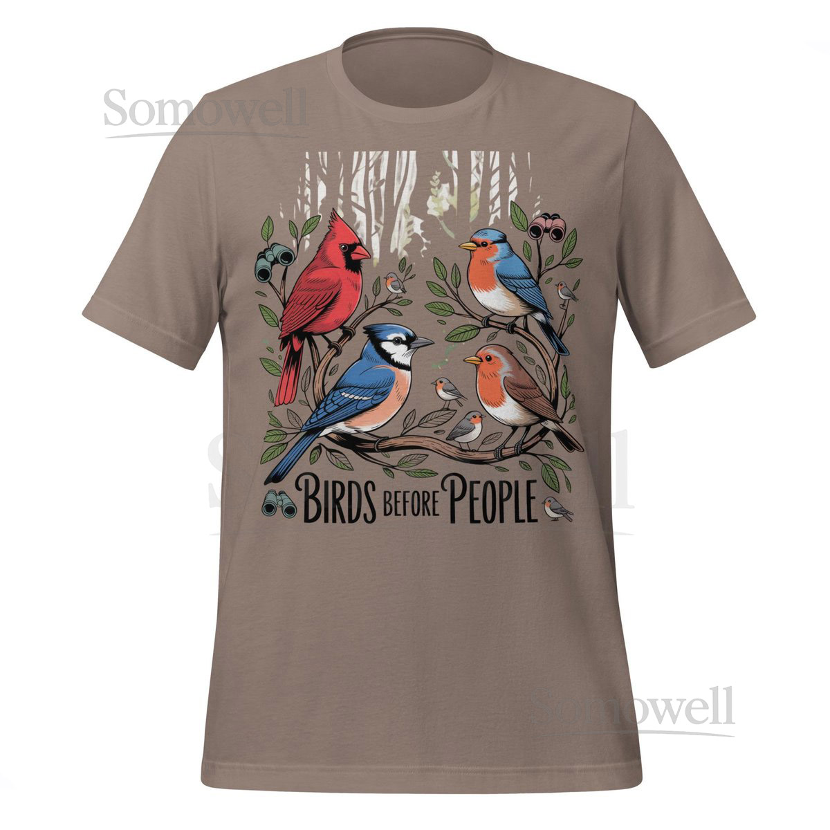 Birds Before People Shirt Funny Birdwatcher Tee Nature Birding Gift Bluebird Cardinal Blue Jay Robin Graphic Outdoor Birder T-Shirt_75