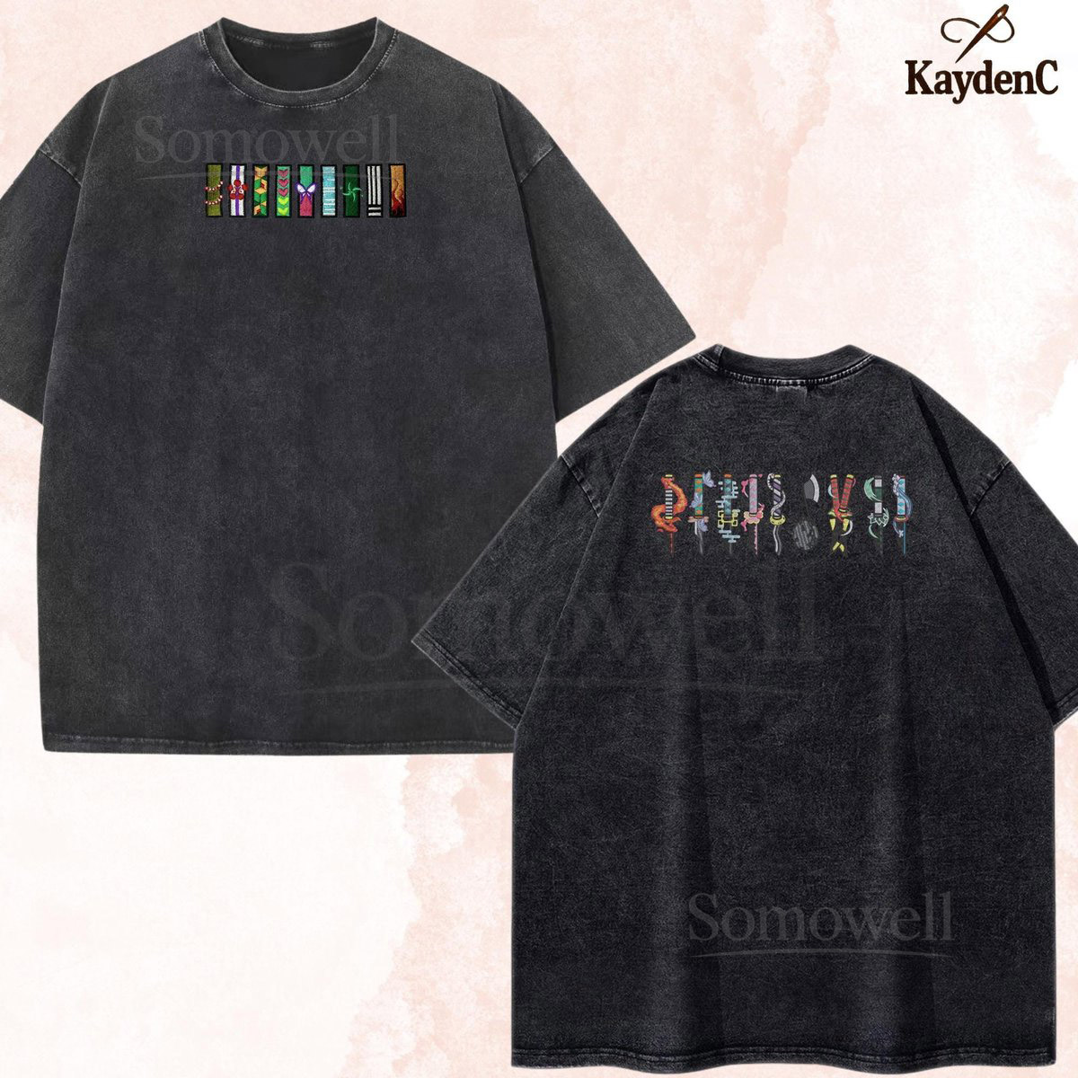 Embroidered Anime Washed Shirt Demon Killer T-Shirt Hashira - Demon Killer Corps Design Unique Breathing Skill Gifts for Anime Lovers_42