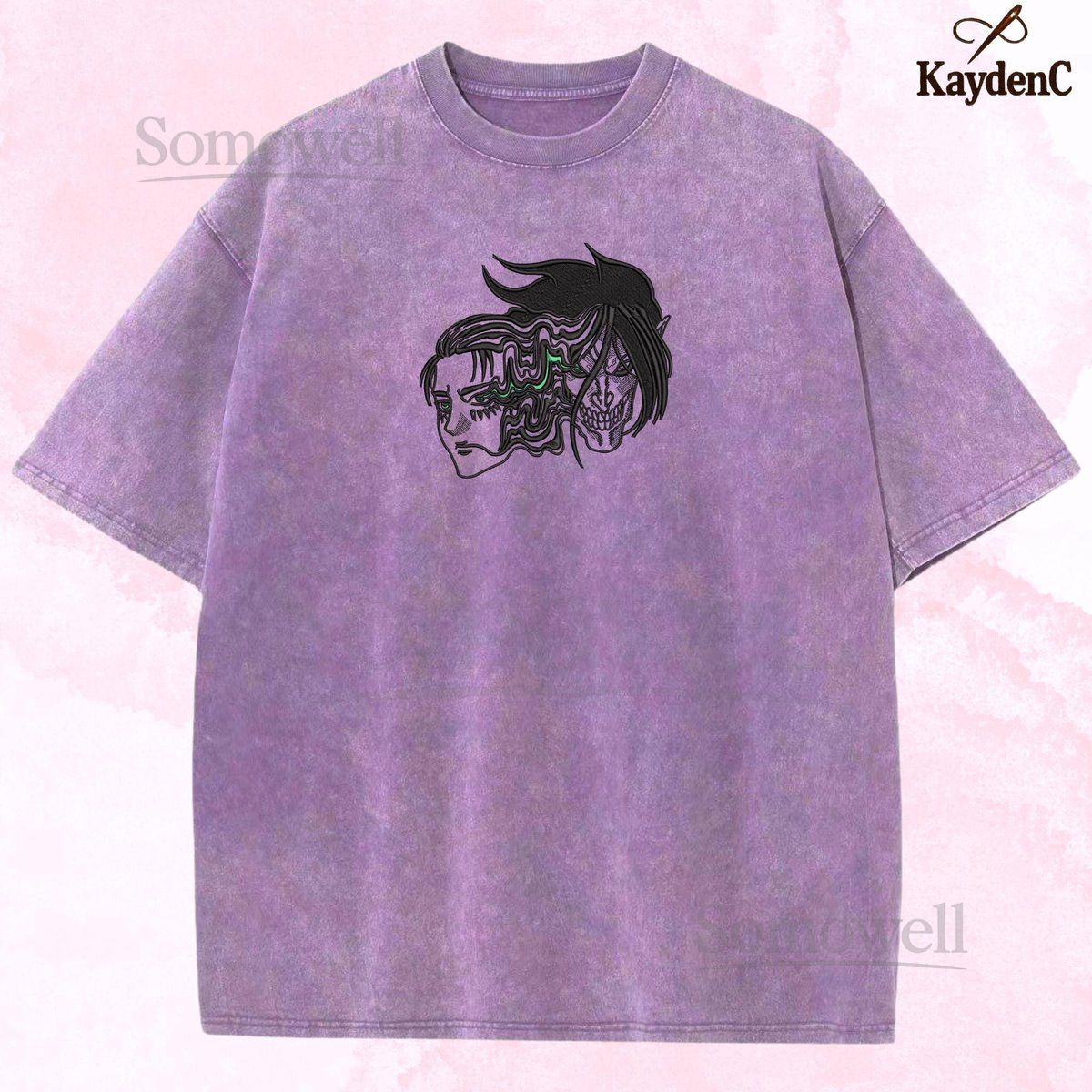 Embroidered Anime Washed Shirt Attack on Giant-Inspired Design Armed Forces of Paradis Tshirt Survey Corps Special Operations Squad_41