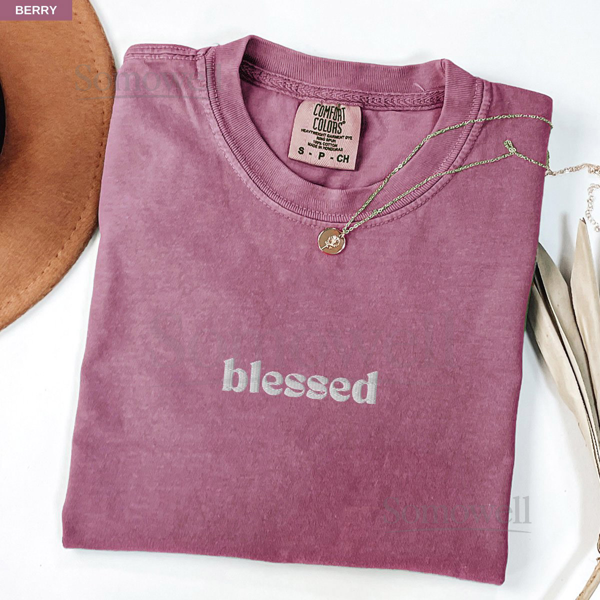 Embroidered Christianity Shirt Blessed Tee Comfort Color Christian T-Shirt Minimalistic Subtle Christian Gift Godly Blessings Shirt_58