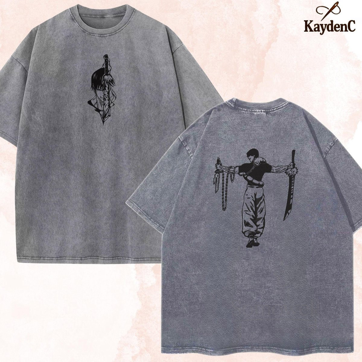 Embroidered Anime Washed Shirt Tenyo Jubaku Sorcery Battle Design_45