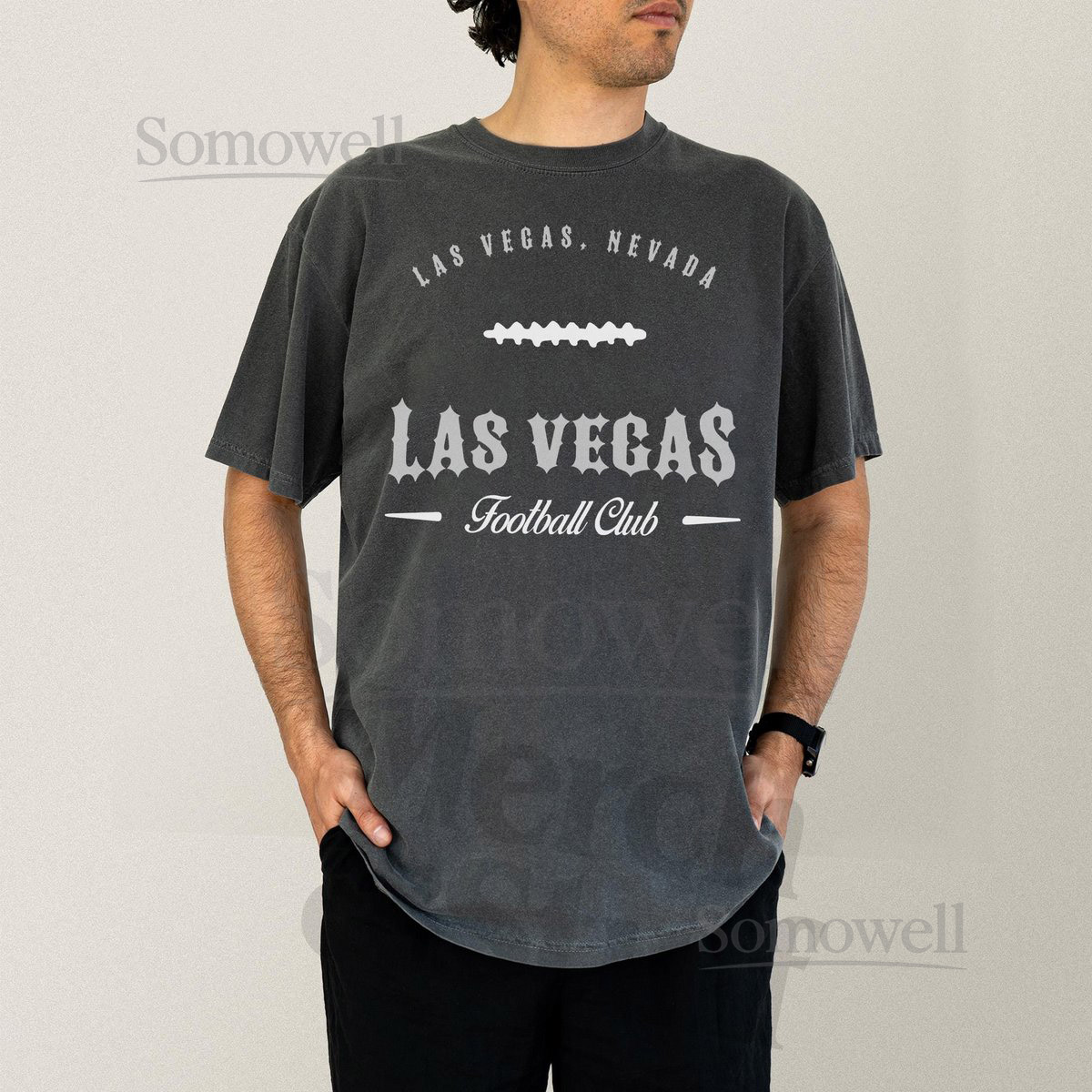 Retro Las Vegas Football Club T-Shirt Grunge Black and Silver Oakland Football Graphic Tee_724
