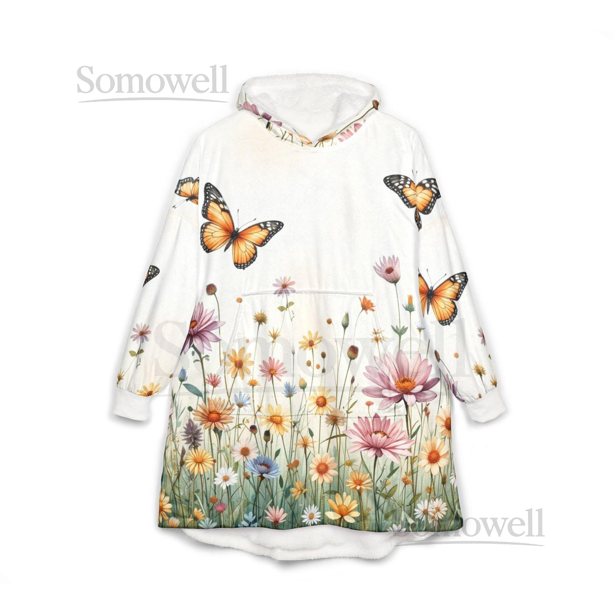 Butterfly Floral Hooded Blanket Cozy Wearable Throw_12