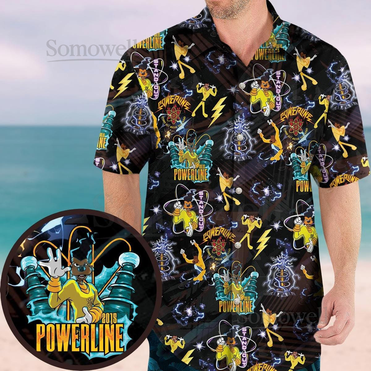 Retro 90s Goofy Movie Button Shirt Max Goofy Roxanne Powerline Shirt Disney World Tour Shirt Goofy Movie ShirtDisney Hawaiian Shirt_7