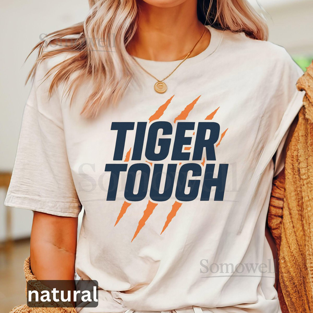 Tigers Unisex Tee Baseball Shirt with Tiger Tough Bold Lettering Claw Marks Fan Apparel Sporty Top Graphic Tee MLB_812