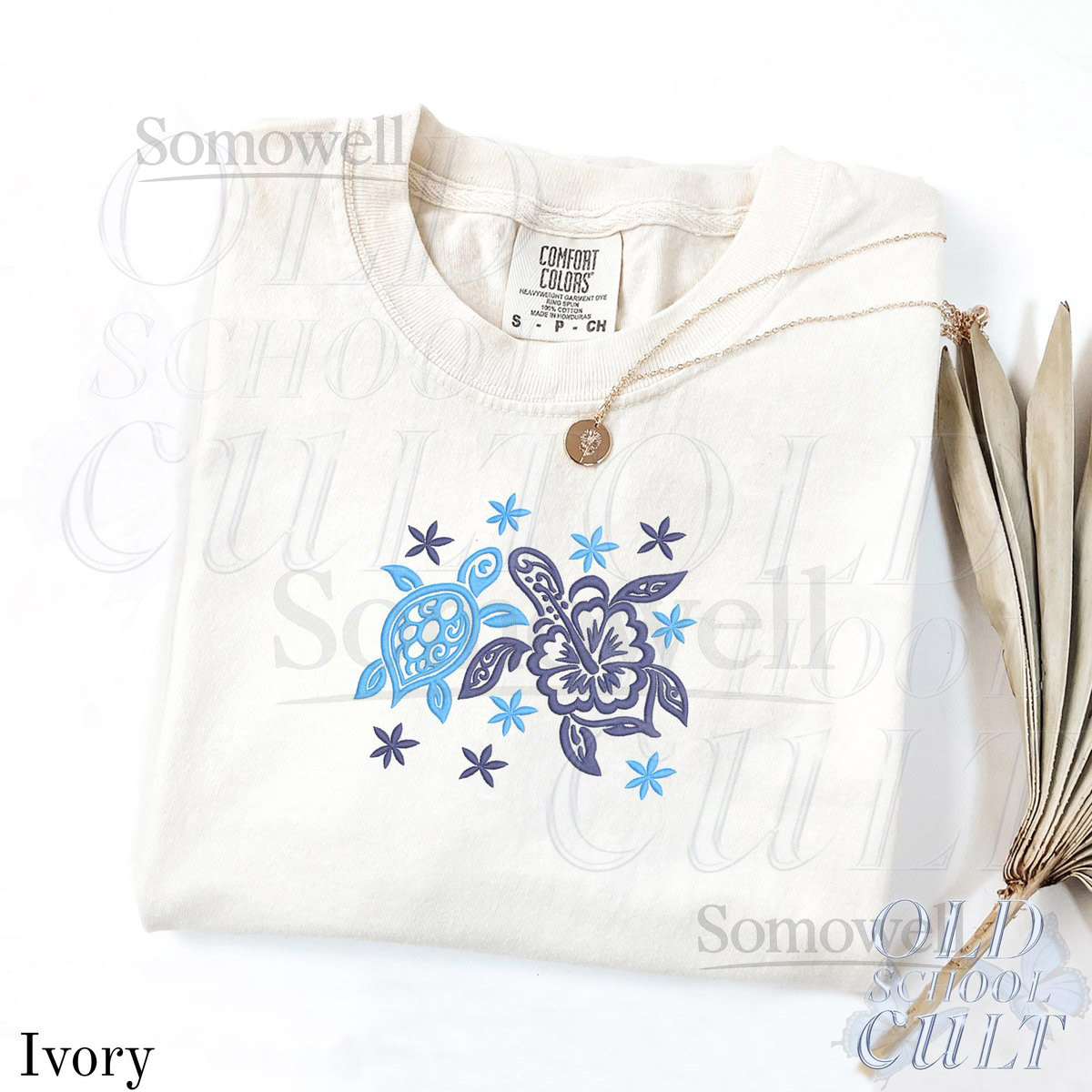 Embroidered Turtle Comfort Colors Tshirt Retro Ocean Embroidery Top Sea Animal Embroidery Shirts Aesthetic Clothing Oversized Washed Tee_102