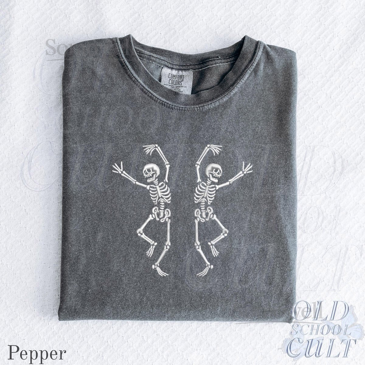 Embroidered Dancing Skeletons Comfort Colors Tshirt Retro Skeleton Funny Embroidery Top Dace Lovers Embroidery Shirts Aesthetic Tee_63