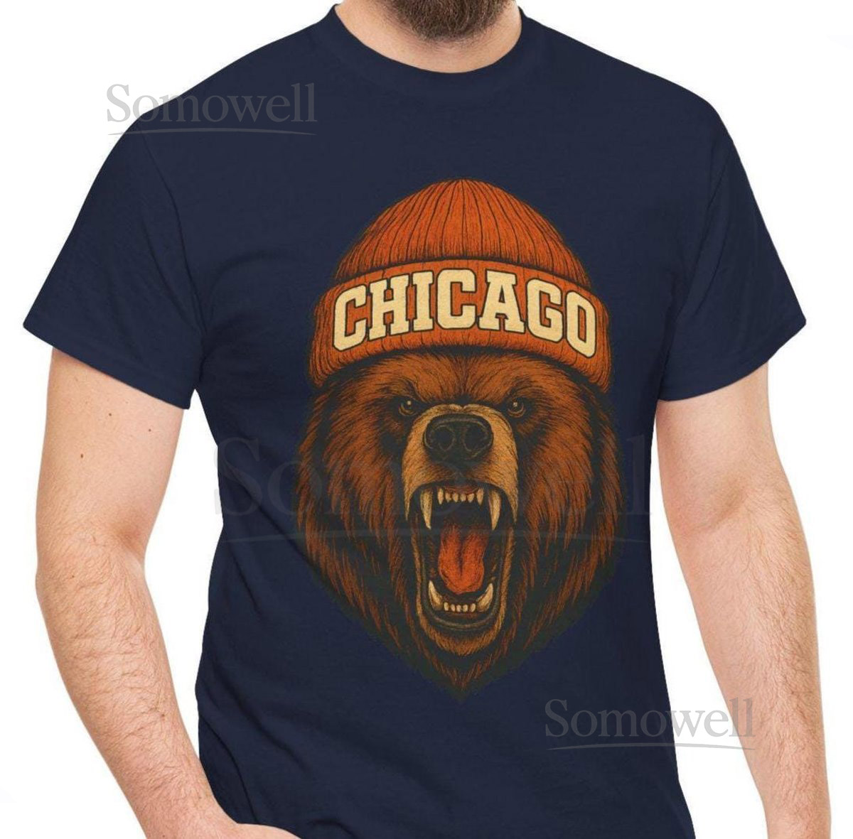 Chicago City Bear Winter Hat TShirt Retro Warm Bear Graphic_449