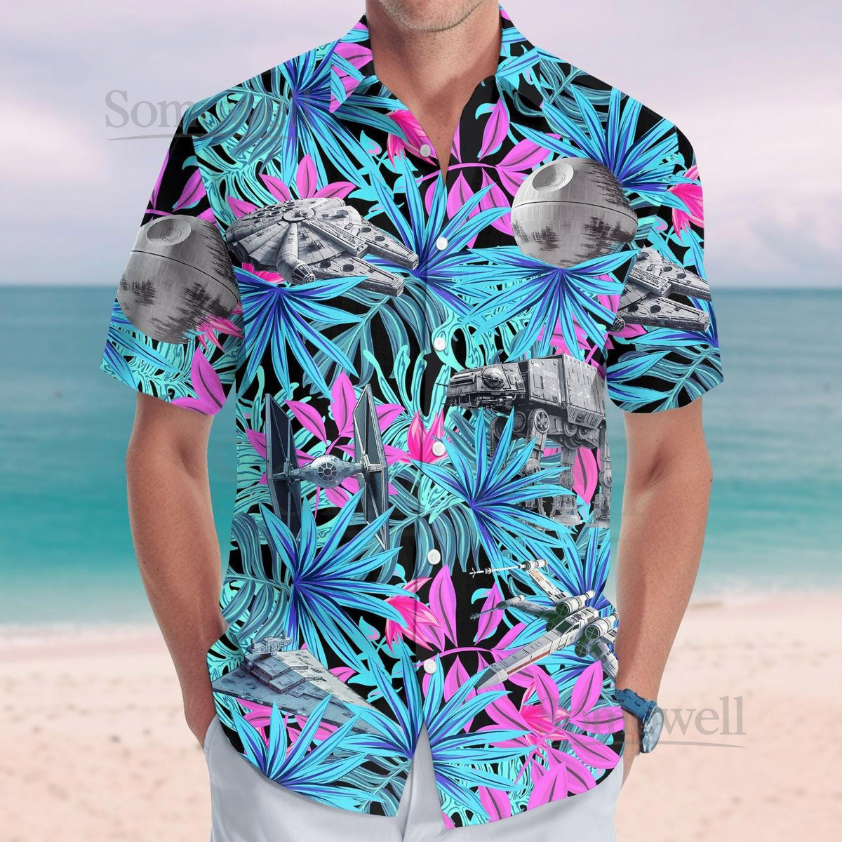 Spaceship Star Wars Button Shirt Space Battle Hawaiian Shirt Spacecraft Movie Shirt Disney Family Vacation Shirt Summer Hawaii Gift_12