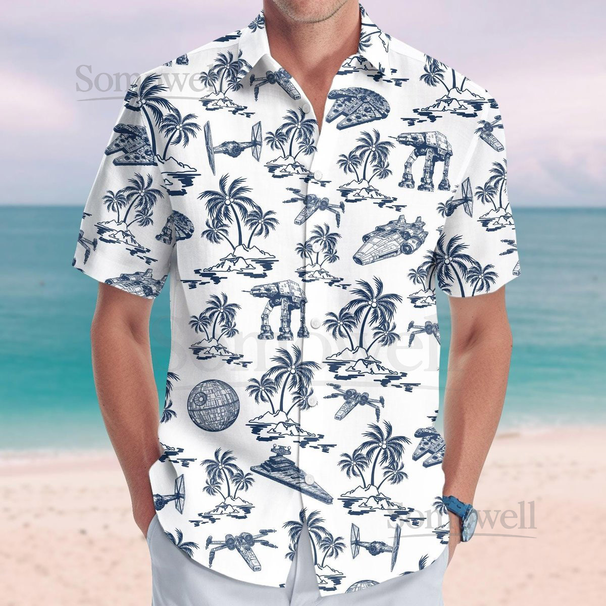 Space Battle Star Wars Button Shirt Disney Star Wars Kid Hawaiian Shirt Disney Family Vacation Spaceship Shirt Gift For Men Women_11