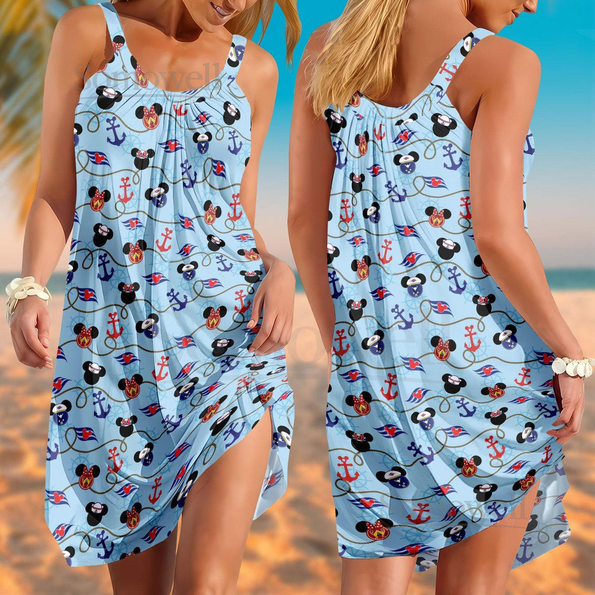 Disney Cruise Sling Summer Dress Mickey Mouse Minnie Women Dress Mickey Cruise Sleepwear Shirt Cartoon Casual Dress Gift for Her_38