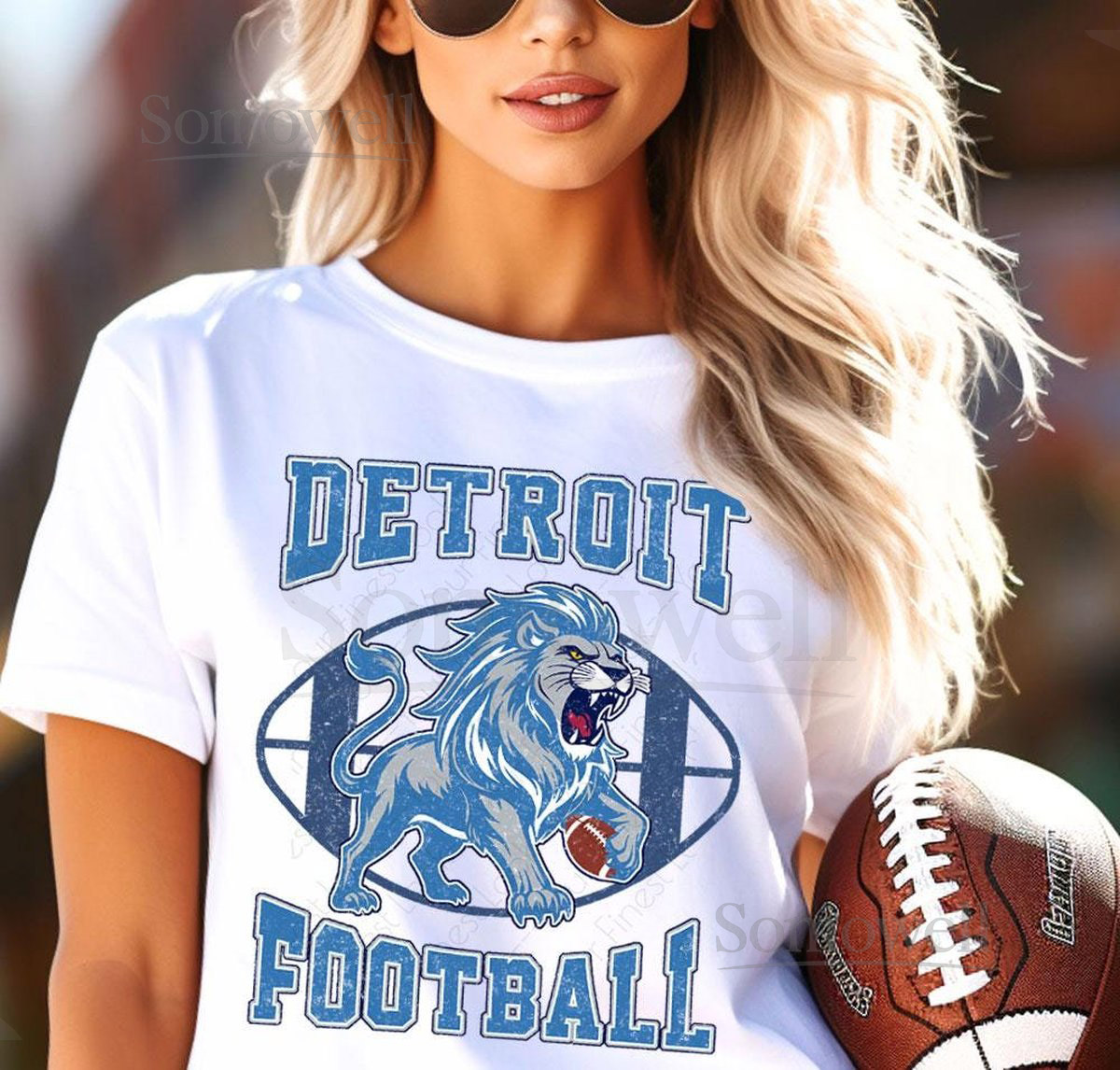 Detroit Football Lion Retro Vintage Style Gray White Shirt - Unisex t-shirt_117
