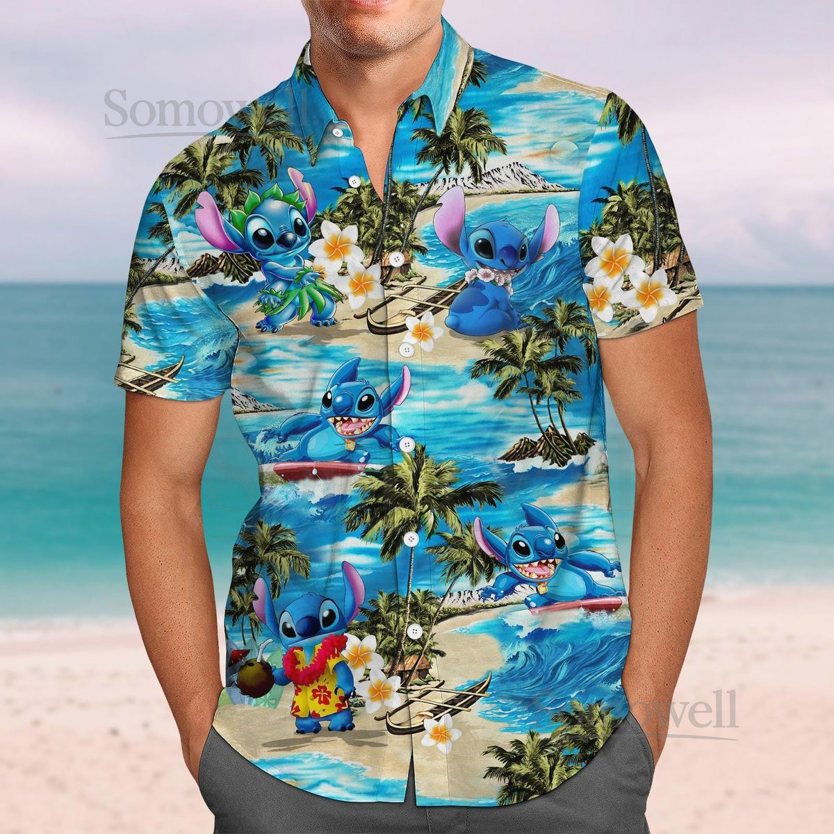 Disney Stitch Button Shirt Stitch Surfing Hawaiian Shirt Lilo And Stitch Hawaii Shirt Disneyworld Summer Beach ShirtDisney Vacation_5