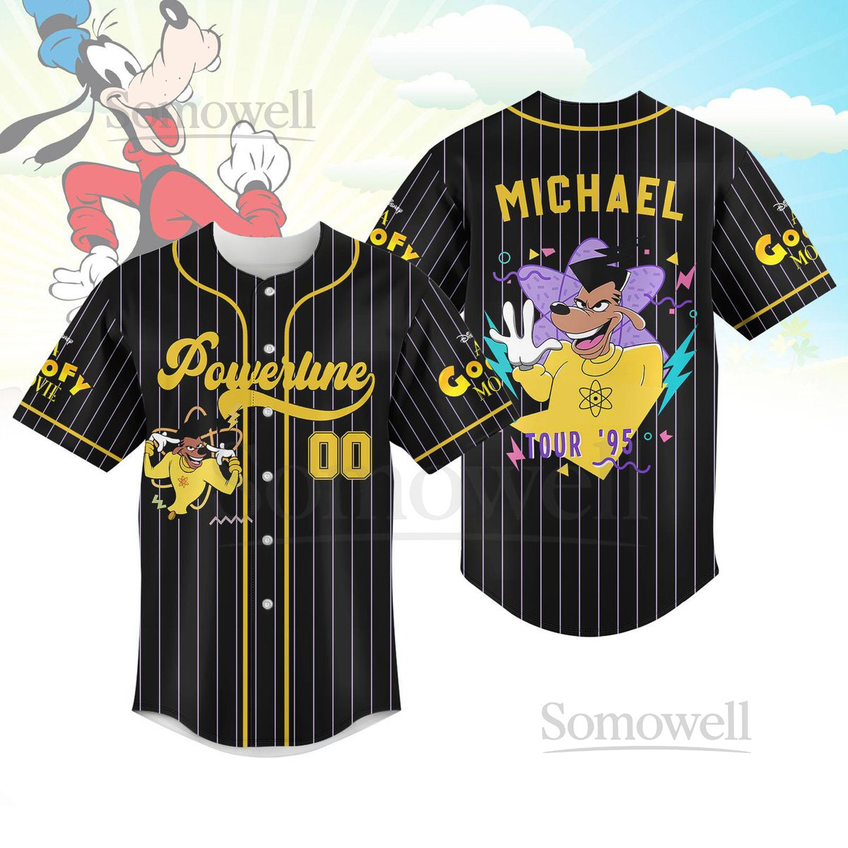 Custom Powerline Baseball Jersey A Goofy Movie Baseball Shirt Stand Out World Tour 95 Shirt Disney World Shirt Disneyland Shirt_29