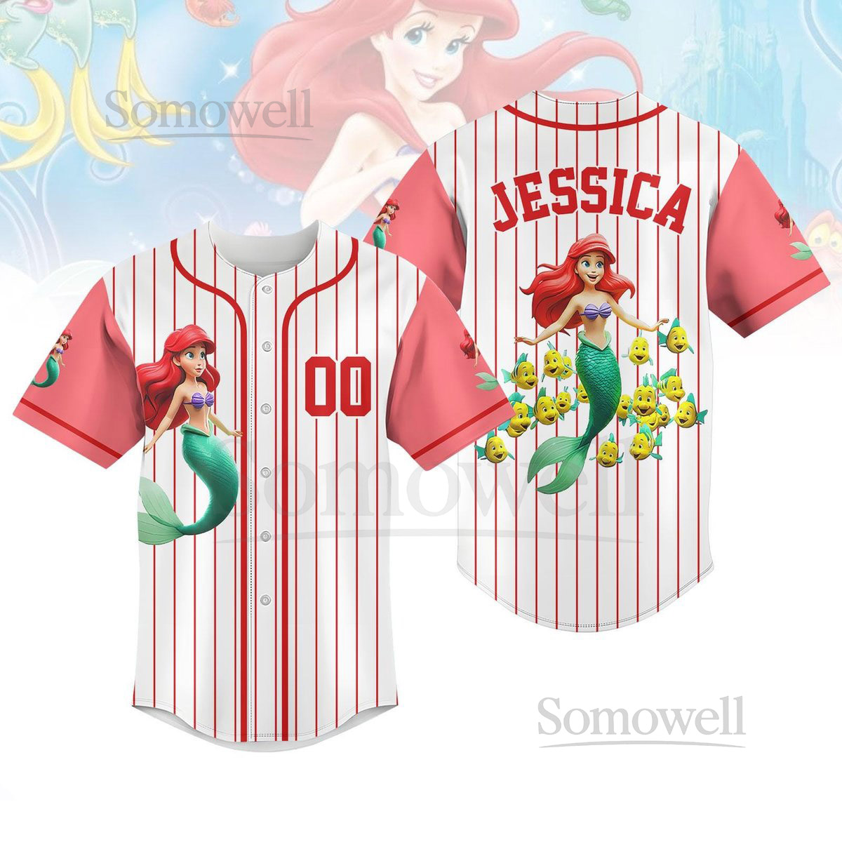 Custom Disney Princess Ariel Baseball Jersey Little Mermaid Baseball Shirt Princess Girl Shirt Ariel Mermaid Shirt Gifts For Her_12