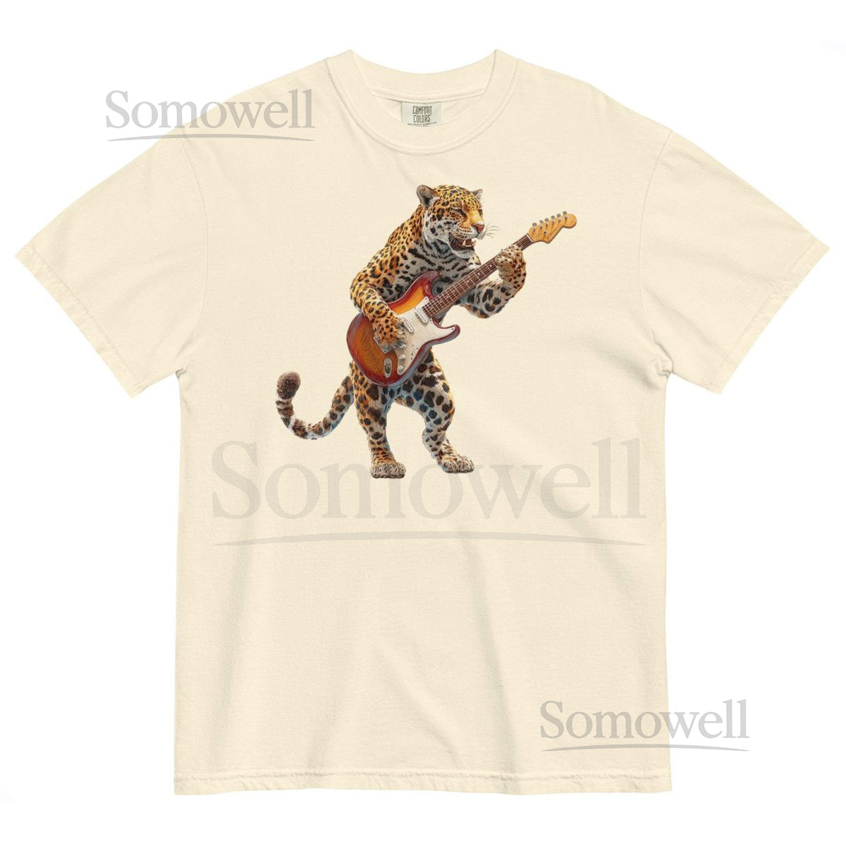 Jaguar Playing Guitar Shirt Funny Guitarist Jaguar Crewneck Comfort Colors Tshirt Graphic Animal Tee Guitarist Shirt Multiple _705