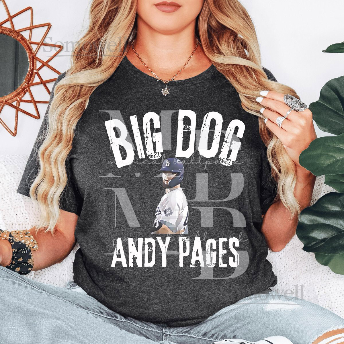 BIG DOG Blue Baseball LA Baseball Unisex T-shirt Los Angeles Fight Club Pages Andy Pages_70