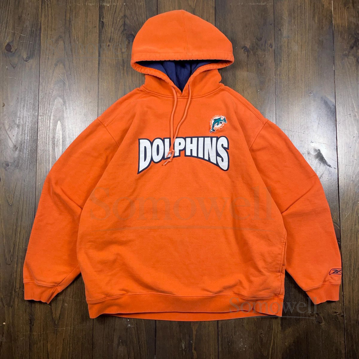 Vintage 1990s Miami Dolphins NFL American Football Hoodie Sweatshirt size Large see measurements_593