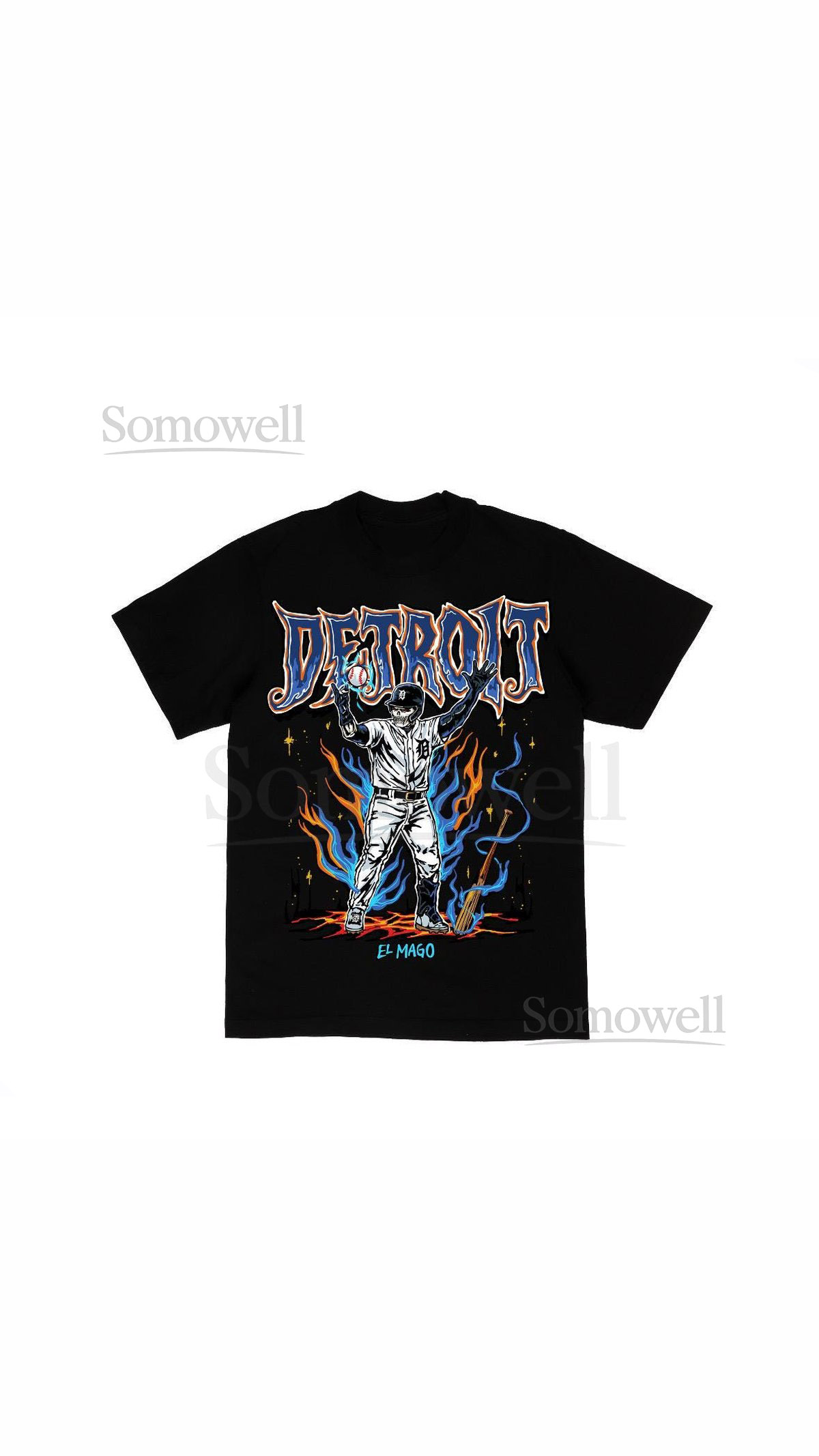 Detroit Baseball Tee Heavyweight Cotton Tiger Shirt - El Mago_138