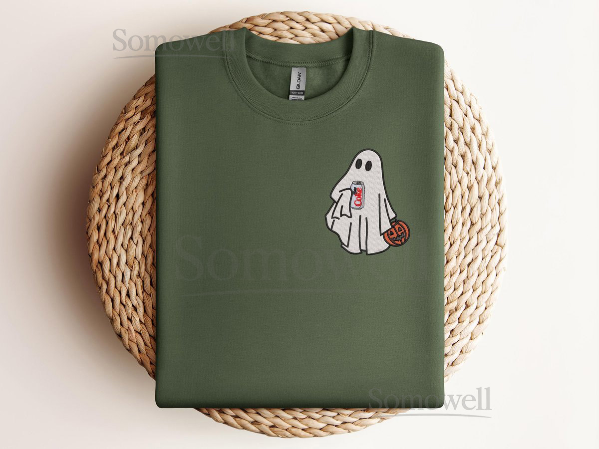 EMBROIDERED Halloween Ghost Embroidered Ghost Diet Coke Embroidered Halloween Hoodie Embroidery GhostGhost Diet CokeHalloween Diet Coke_74