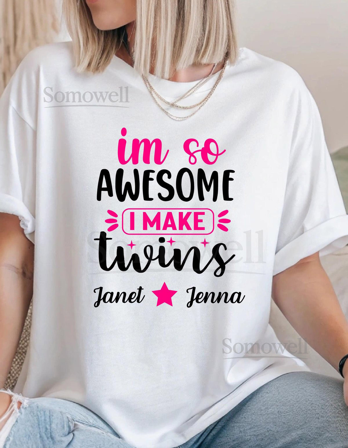 Personalized Twins Unisex Tee Funny Gift for Twins Parents Personalized Family T-Shirt Unique Matching Tee Baby Shower Gift_701