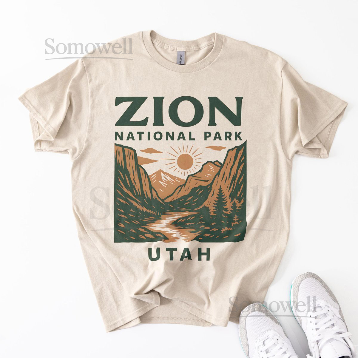 Zion National Park Shirt Retro Utah Hiking Tee Vintage Outdoors Gift for Dad Camping Nature T-Shirt Wildlife Graphic Shirt_832