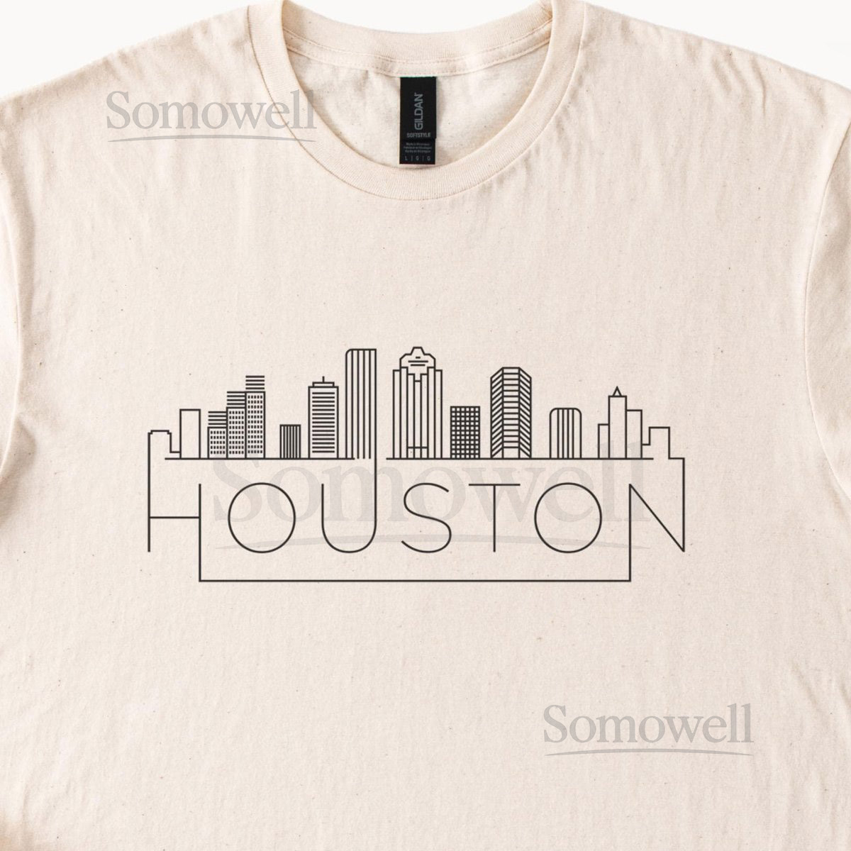 Houston Skyline Outline Graphic T Shirt Minimalist Cityscape Urban Texas Tee Modern Line Art Architecture Shirt Houston Texa_303