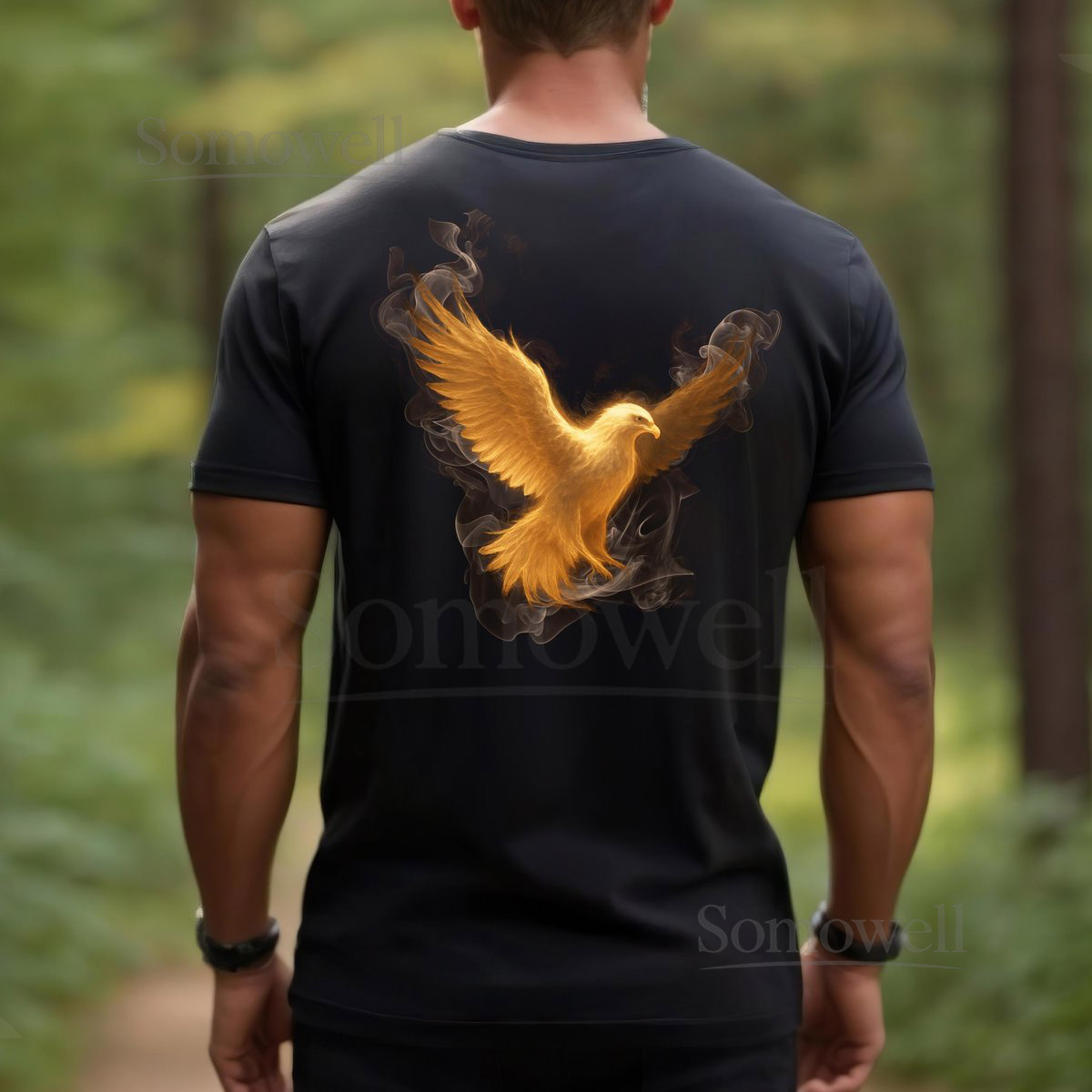 Fair Trade Phoenix Flames Unisex T-Shirt Firey Eagle Tee Cool Biker Shirt Grungy Guy Shirt Flames Shirt_154