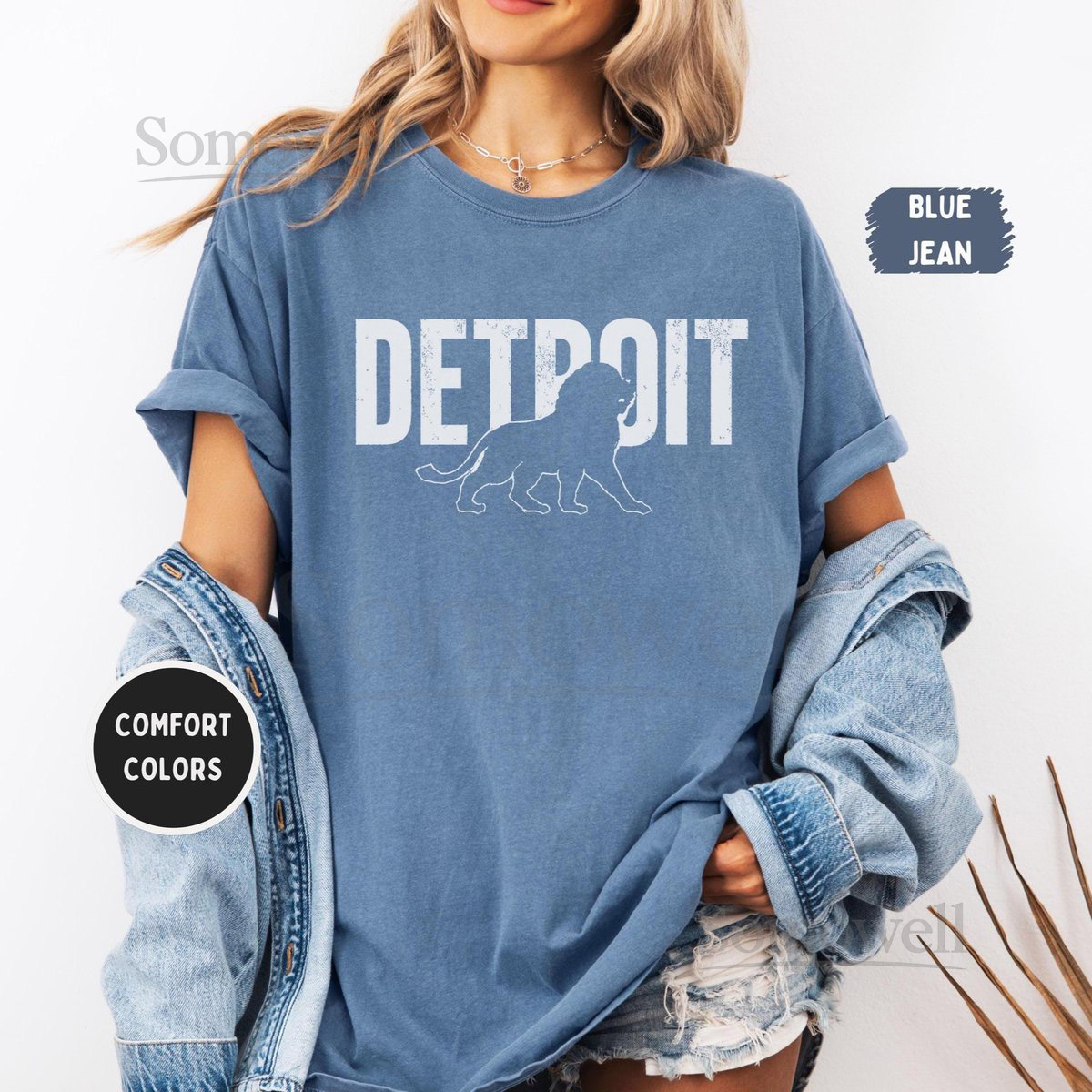 Detroit Football Comfort Colors Unisex T-shirt Vintage Style Tee Sports Fan Apparel Distressed Graphic Shirt Casual Football Tee_103
