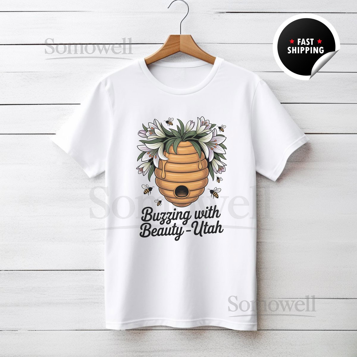 Utah TShirt Utah Floral Adventure Tee Explore Utah Shirt Bee Hive Design Utah Trip Tee Bee Graphic Tee Utah Gift Hiking Shirt_657