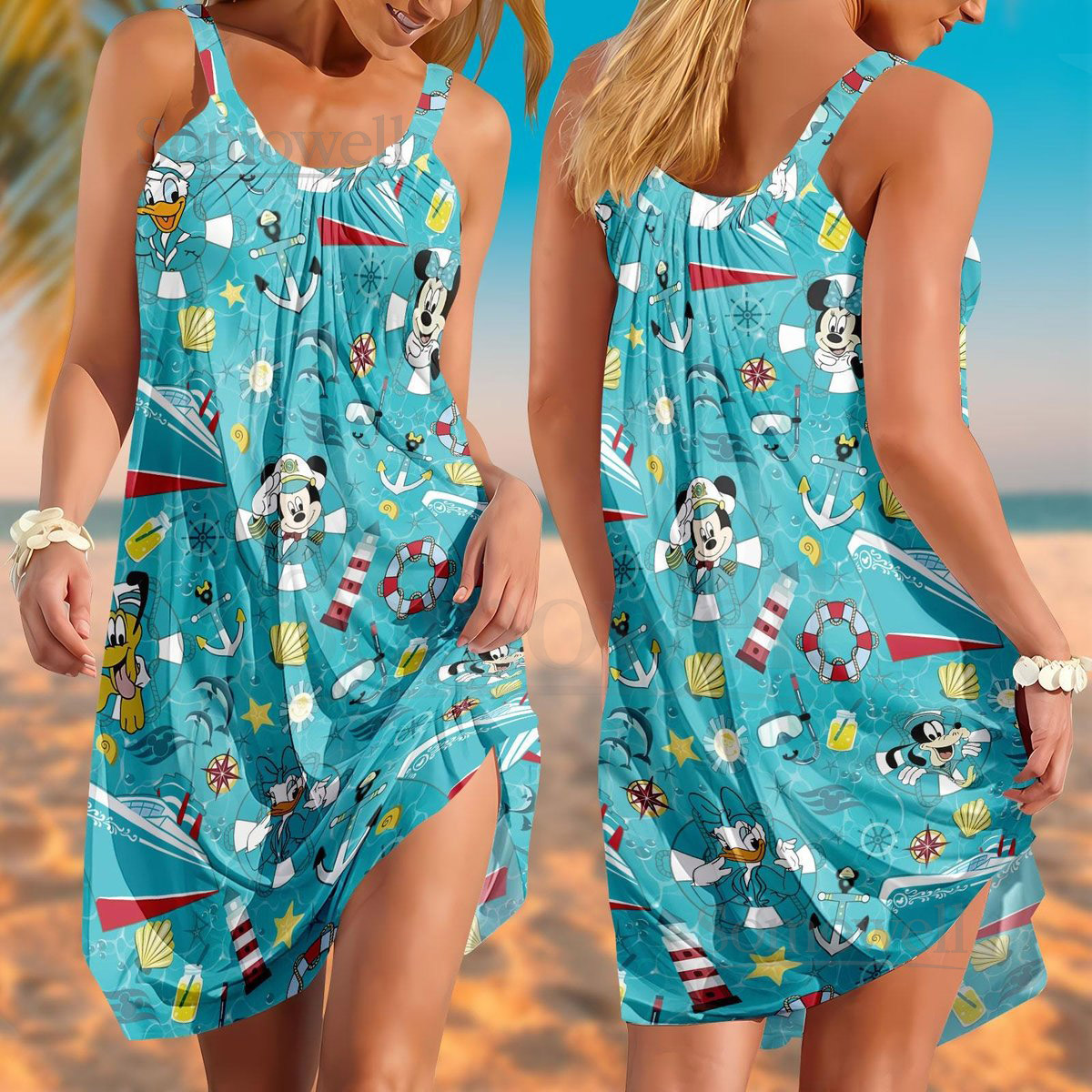 Disney Cruise Summer Sling Dress Mickey And Friends Cruise Casual Dress Mickey Mouse Women Dress Disneyland Beach Dress Sleepwear_39