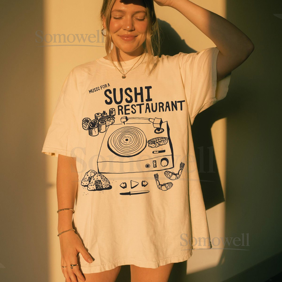 Music For Sushi Restuarant Shirt Harry Doodle Style Graphic Tee Music Lyrics Merch Gift for Fan Comfort Colors Oversized_642