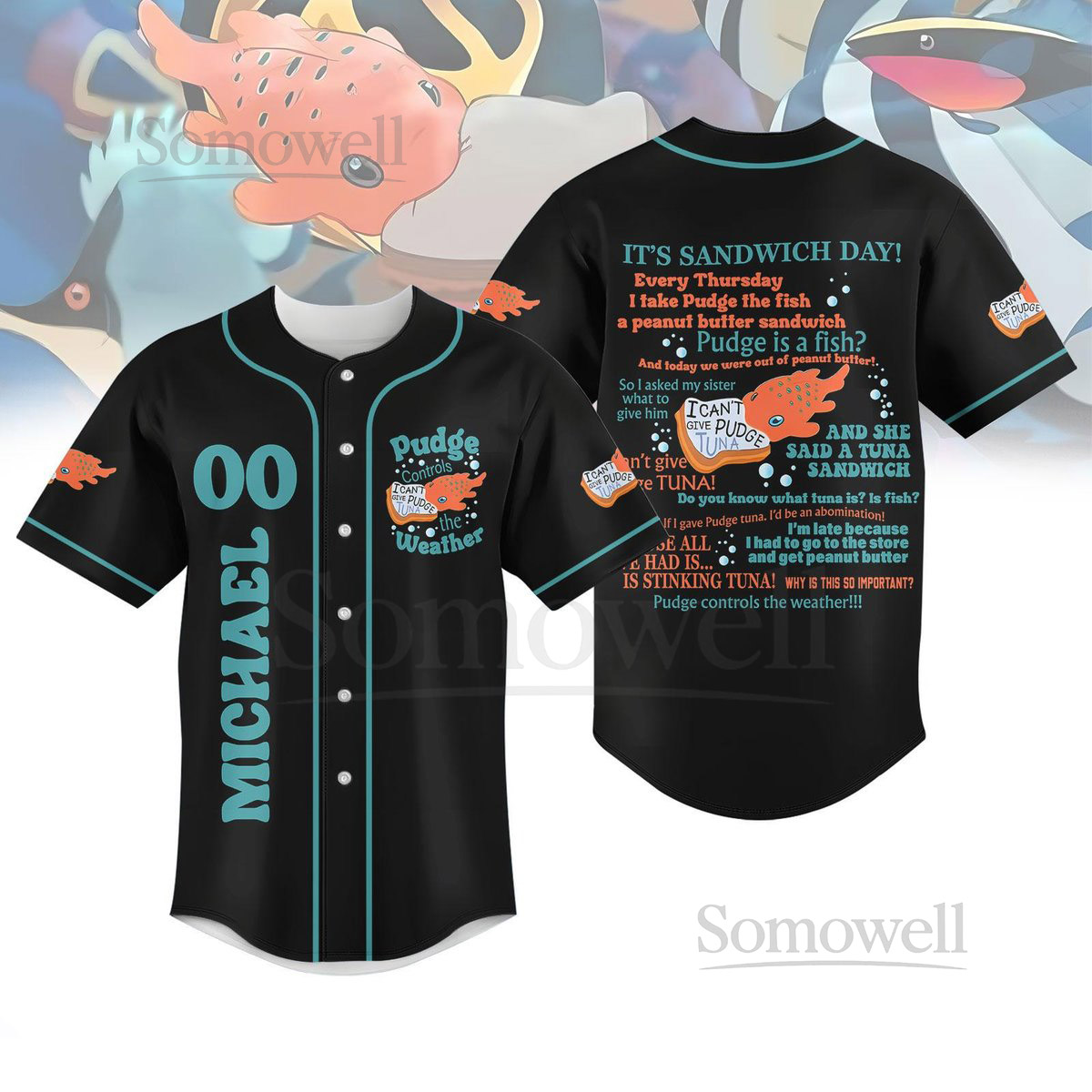 Custom Stitch Pudge The Fish Baseball Jersey Lilo and Stitch Baseball Shirt Disneyland Stitch Jersey Shirt Family Vacation Outfits_38