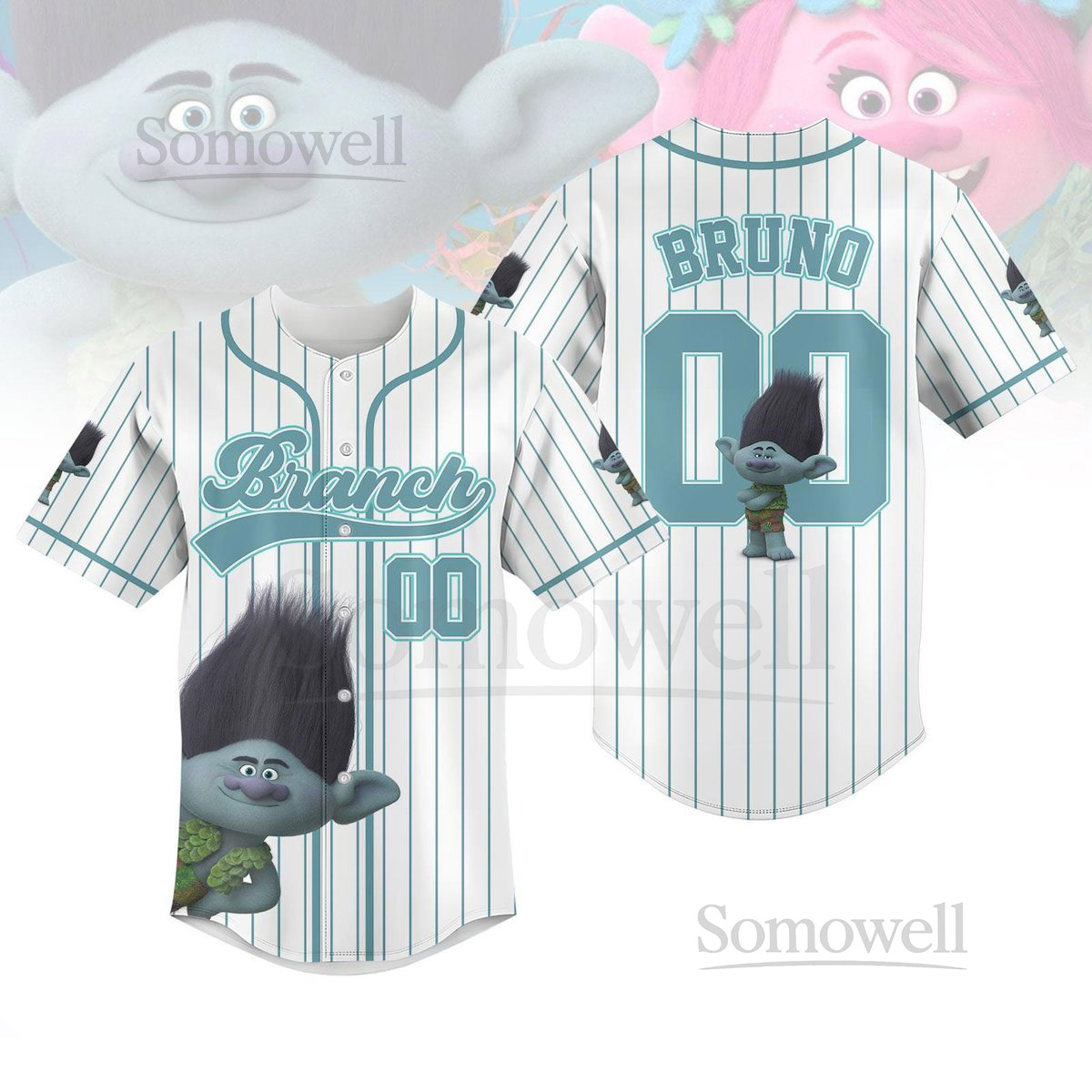 Custom Disney Trolls Branch Striped Line Baseball Jersey Branch Baseball Shirt For Kid Adult Disneyland Shirt Disney World Jersey_15