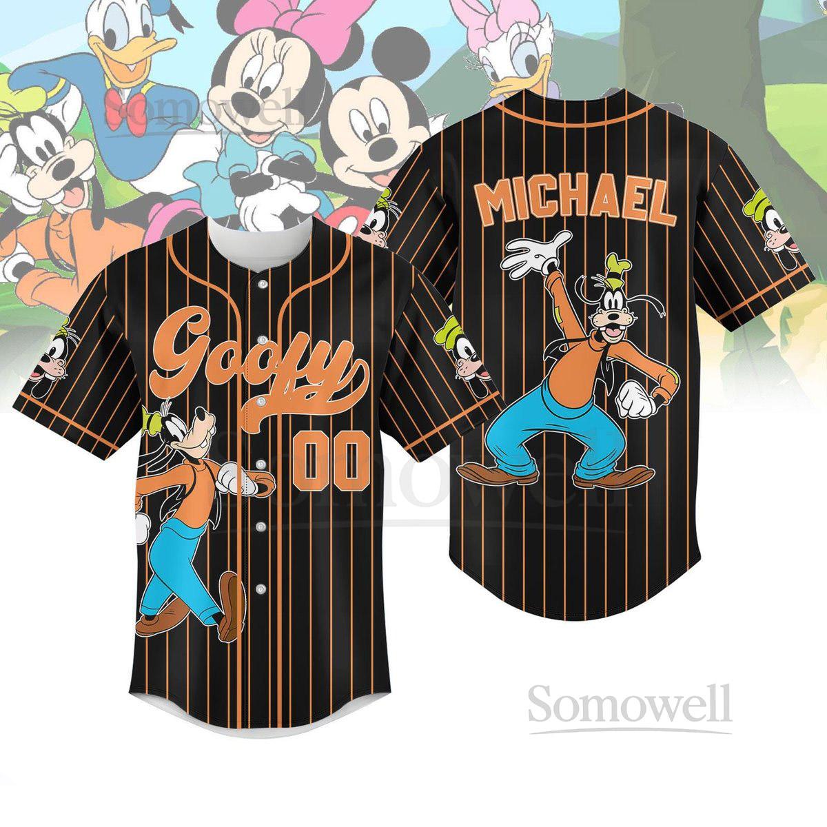Disney Goofy Dog Striped Line Baseball Jersey Personalized Pluto Cartoon Baseball Shirt Disneyland Shirt Walt Disney World Jersey_53