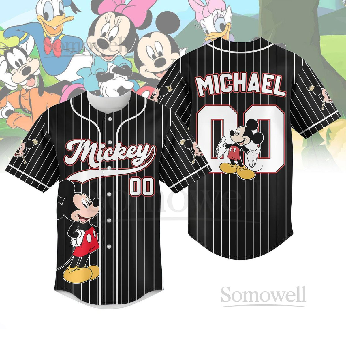 Disney Mickey Mouse Striped Line Baseball Jersey Custom Mickey Baseball Shirt Disneyland Shirt Walt Disney World JerseyCartoon Gift_54