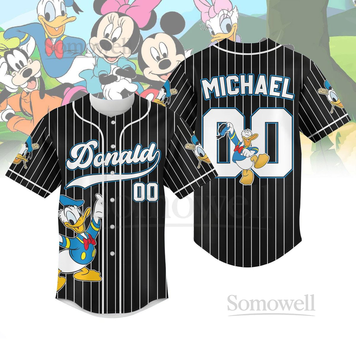 Disney Donald Duck Striped Line Baseball Jersey Custom Donald Baseball Shirt Disneyland Shirt Walt Disney World Jersey Cartoon Gift_50
