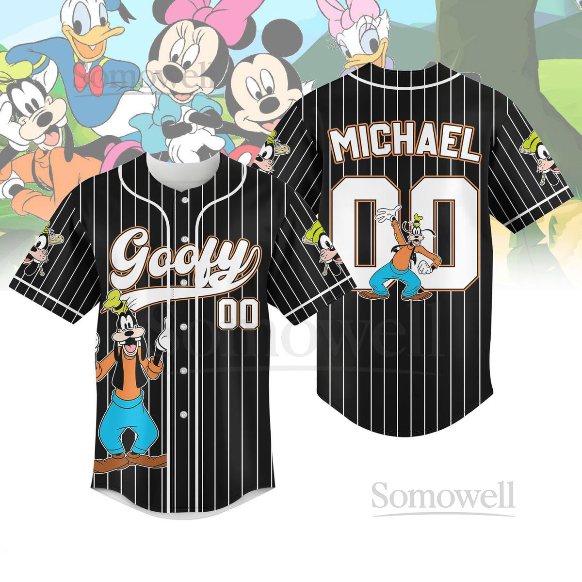 Disney Goofy Dog Striped Line Baseball Jersey Custom Goofy Baseball Shirt Disneyland Shirt Walt Disney World Jersey Cartoon Gift_52