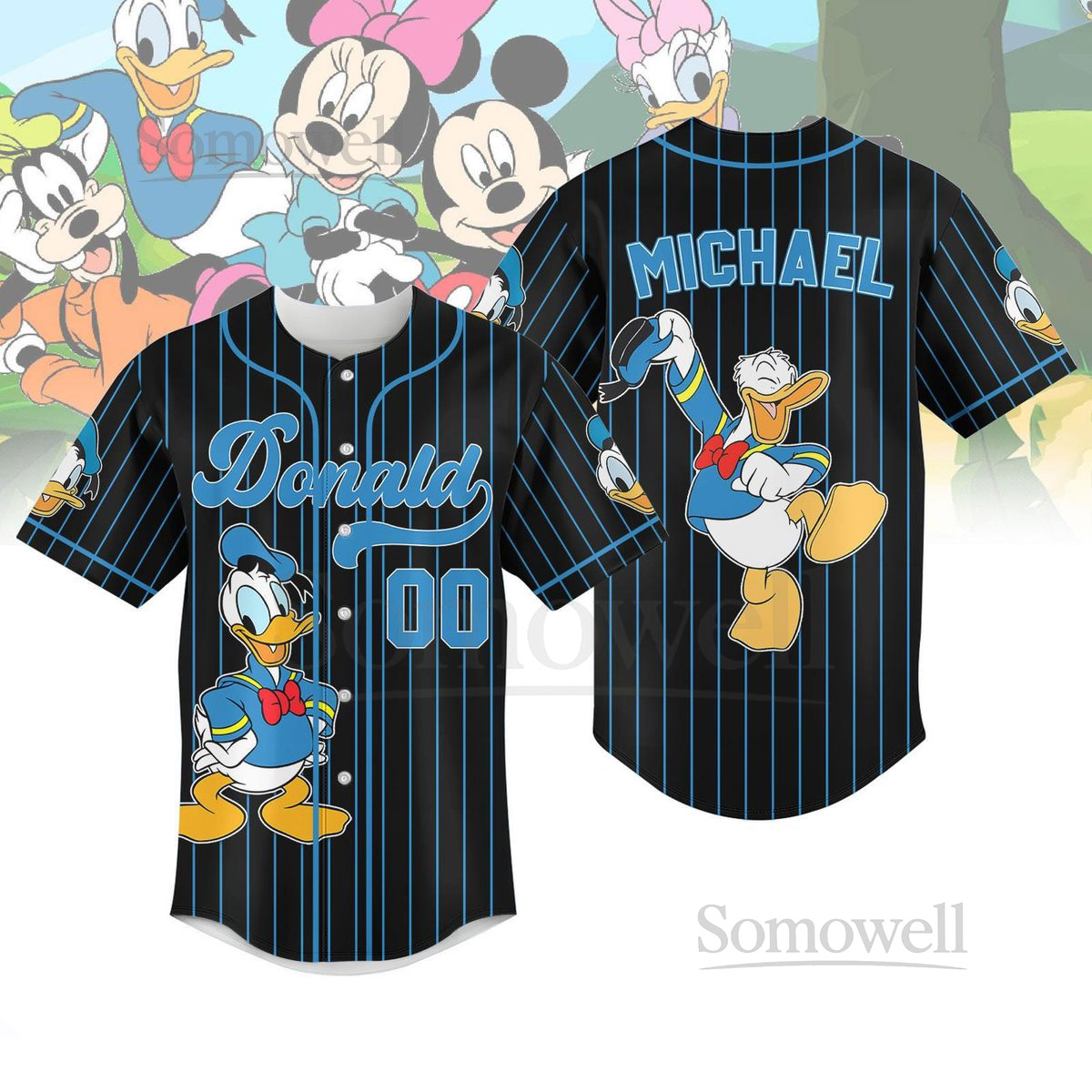 Disney Donald Duck Striped Line Baseball Jersey Personalized Donald Cartoon Baseball Shirt Disneyland Shirt Walt Disney World Jersey_51
