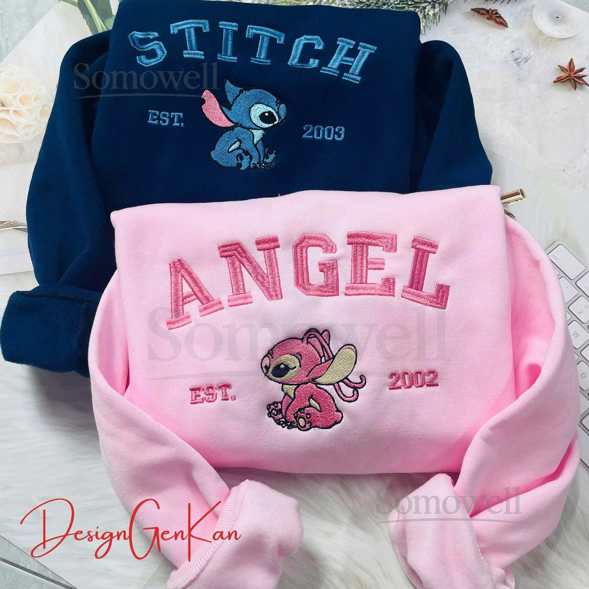 Couple and Angel Embroidered Sweatshirts Cartoon Couple Sweatshirts Valentine Sweatshirts Trending Couple Gifts Meaningful Gifts for Him_18