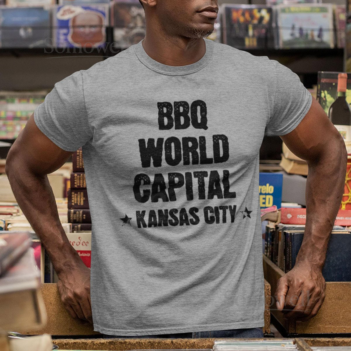 Kansas City BBQ Capital T-Shirt KC World's Best Barbecue Meat Vibes World Famous Barbecue Grilling Great Foodie Lover Tee Gray Unisex_362