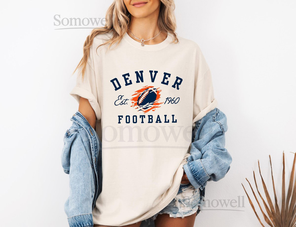 Denver Vintage Football Shirt Denver Football T-shirt Comfort Colors Shirt Football Fan Gift Denver Varsity Shirt Game Day Shirt_364