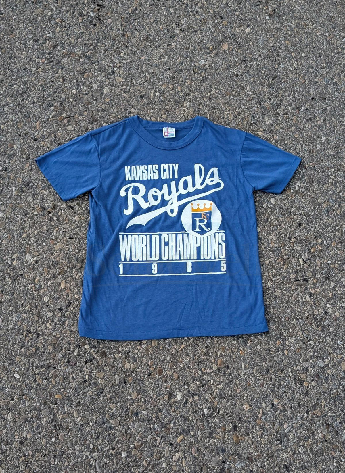 Vintage 1985 Kansas City Royals World Series Champions Single Stitch T-shirt Blue_858