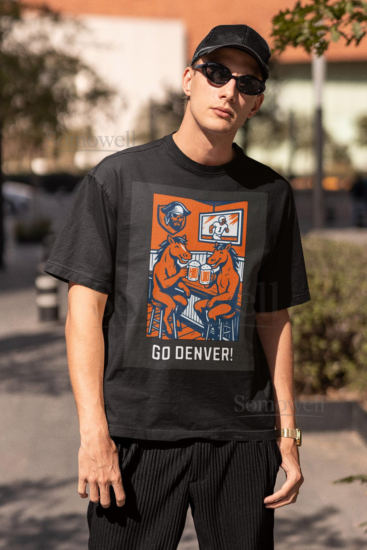 Denver Football T-Shirt Vintage Comic Style Bronco Fan Gift_357
